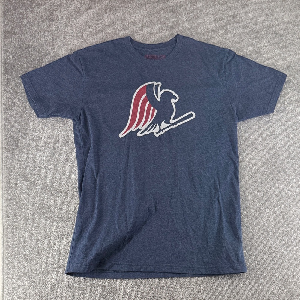 Baseballism Short Sleeve Shirt Blue Mens M USA Baseball Eagle Bird